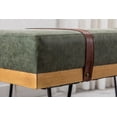 thumbnail image 4 of Guyou Modern Leather Rectangle Ottoman Bench with Two Straps and Metal Legs, Upholstered Bed End Bench Entryway Shoe Bench Dining Table Bench Footstool for Bedroom Living Room, Green, 4 of 11