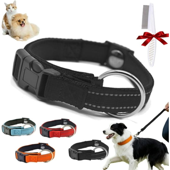 Pawliberation Collar, Pawliberation Magnetic Dog Collar, Material   Heavy-Duty Buckle, Double Layer Reflective Dog Collar Waterproof,Perfect for Senior Dogs(Black)