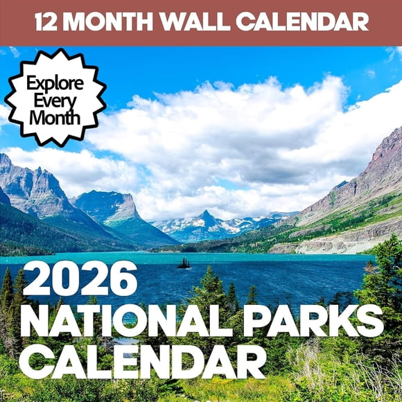 Calendario de pared Eterna Goods 2026 para parques nacionales, 12 x 12 pulgadas