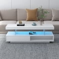 thumbnail image 2 of NEW 51.2 inch Coffee Table with Storage, Modern Center Table with 2 Drawers and Display Shelves, Accent Furniture with LED Lights for Living Room,White, 2 of 10