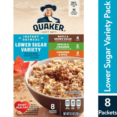 Quaker Instant Oatmeal Lower Sugar Maple Brown Sugar 9.5 oz, 8 Packets ...