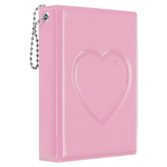Uxcell 3 Inch Mini Photocard Binder Album with 32 Pockets for Collection, Pink