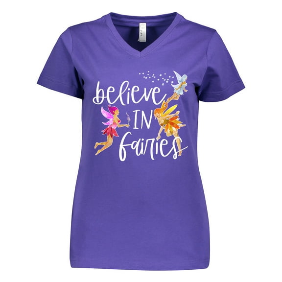 Inktastic Believe in Fairies Women's V-Neck T-Shirt