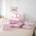 thumbnail image 6 of Erosebridal Letter H Monogrammed 7pcs Bedding Comforter Set,Modern Geometric Pattern Queen Bedding Sets For Kids Girls,Reversible pink, 6 of 7