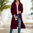 thumbnail image 2 of Women's Plus Size Hooded Jacket, Fashion Casual Long Sleeve Solid Color Outerwear, Warm Cozy Daily Coat, Burgundy, XXL, 2 of 3