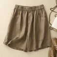 thumbnail image 2 of oqasdz Women's Linen Shorts Elastic High Waist Casual Loose Fit Solid Color Summer Shorts with Pockets Vintage Trendy Outdoor, 2 of 5