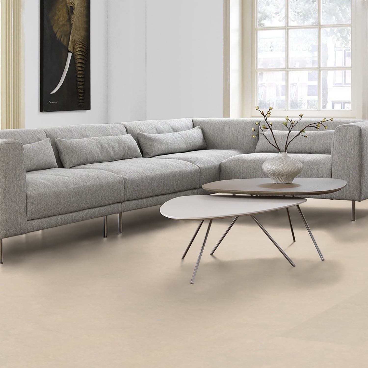 Forbo Flooring Marmoleum Cinch Loc Seal 11.81" x 11.81" Laminate Square in Edelweiss 6.78 Sq ft