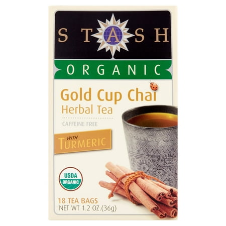 Stash Chai Tisane Gold Cup bio sans caféine avec sacs de thé Curcuma - 18 CT
