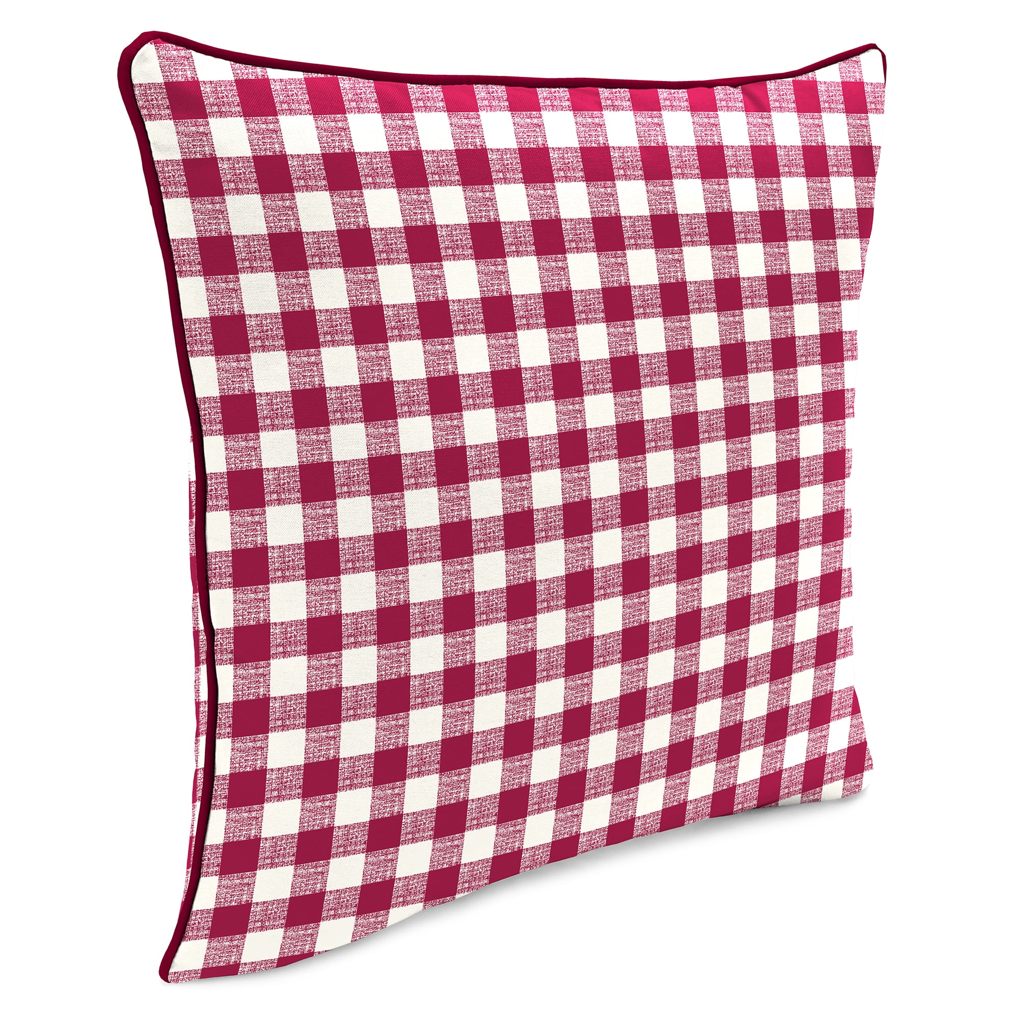 Mainstays Merlot Checkered Outdoor Throw Pillow, 16", Burgundy Plaid