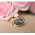 thumbnail image 5 of Womens Gold Plated Ring with Colorful Moonstone Shell Design Inlaid Artificial Gems and Semi Precious Stones Fashion Jewelry Gift for Her, 5 of 5