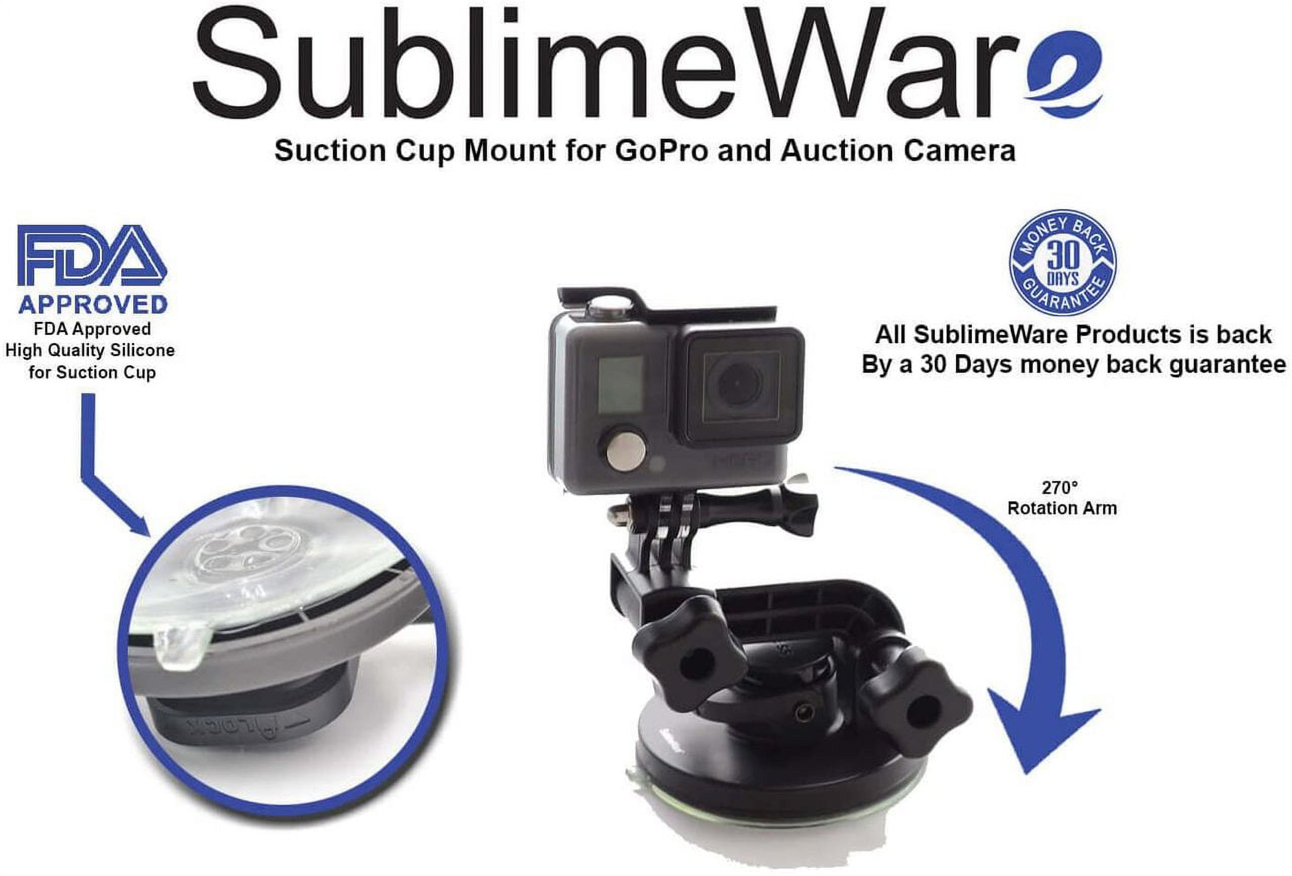 Suction Cup for Gopro Mount Car Windshield Window Vehicle Boat Camera Holder for Gopro Suction Cup Mount Windshield Mount - for GoPro Max 360 Hero 8 Black Hero 7 Hero6 Hero5 Hero4 HD by Su - image 2 of 8