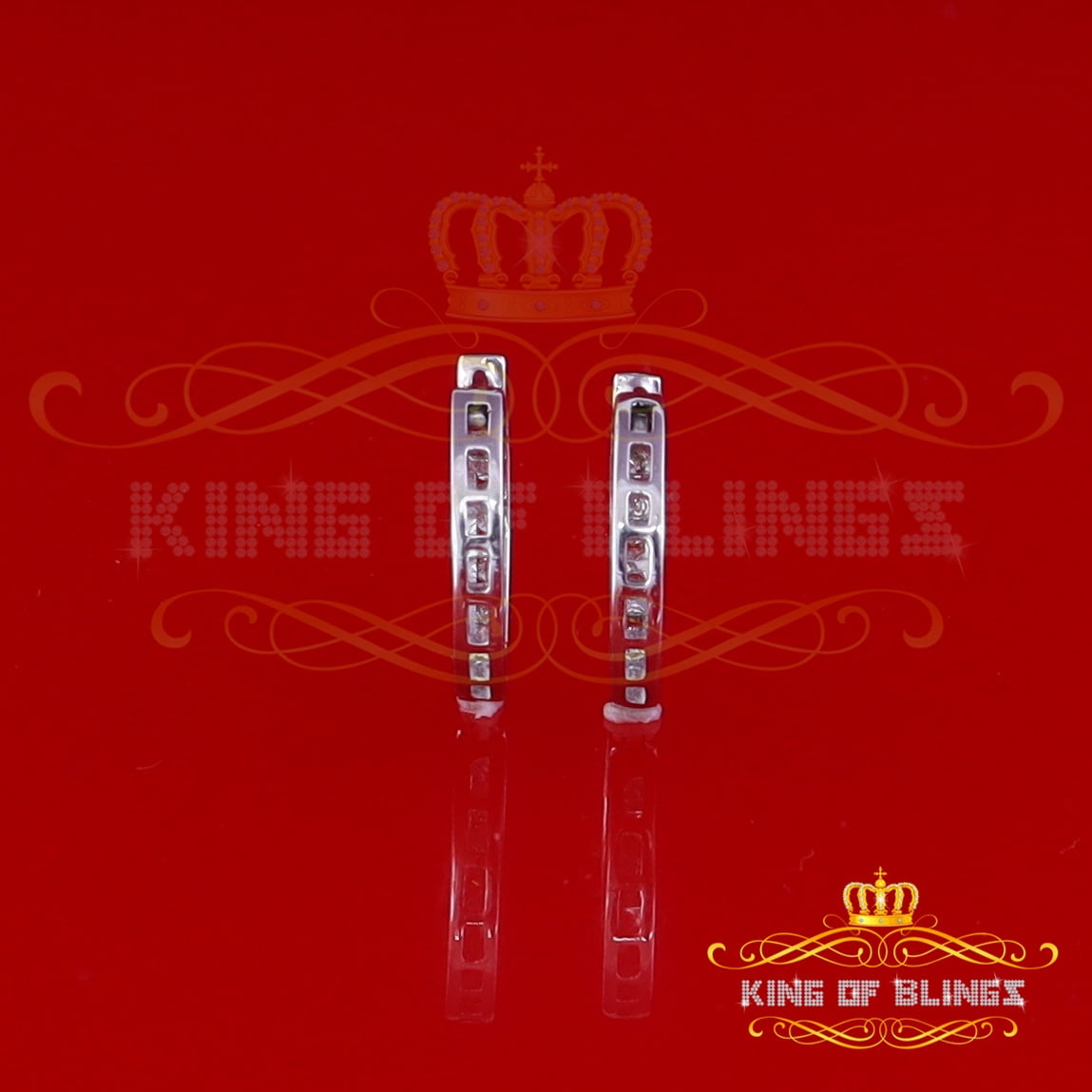 King of Bling's 0.25ct Diamond 925 Sterling Silver White Hoop Stud Earrings For Men's / Women's