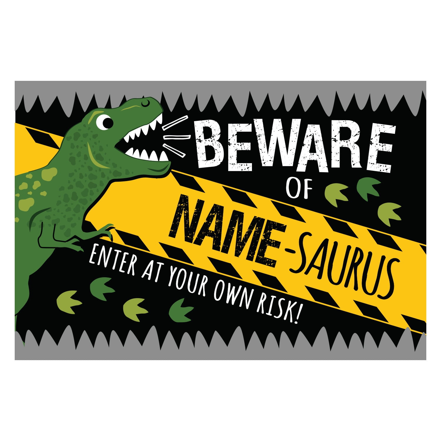 Personalized Planet 27x18 Beware Of Saurus Enter At Your Own Risk Bedroom Doormat with Custom Name Printed on Colorful Rectangular 1/4” Thick Non Slip Mat for Kids Room