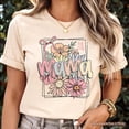 thumbnail image 2 of Floral Mama Coquette Bow Pastel T-Shirt, White and Natural Boho Tee With Spring Flower, 2 of 8
