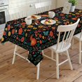 thumbnail image 4 of Boho Black Flowers Rectangle Tablecloth, Spring Abstract Watercolor Floral Leaf Waterproof & StainResistant Tablecloth, Washable Oil-proof Table Cover for Dining/Party/Wedding/Buffet 60x120 In, 4 of 9