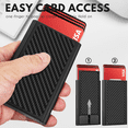 thumbnail image 6 of Slim Wallet For Men, Minimalist Mens Wallet, Rfid Blocking Wallet, Slim Aluminum Pop Up Credit Card Holder with Cash Band (Carbon Fiber+Black), 6 of 8