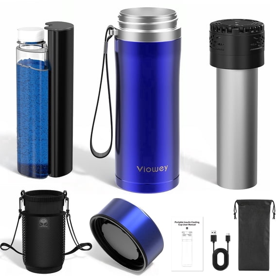 Insulin Pen Cooler Vial Travel Case TSA Approved Chargeable, Portable Electric Diabetes Medication Cooler for Travel 35-77°F Custom & Display Temperature Medical Cooler