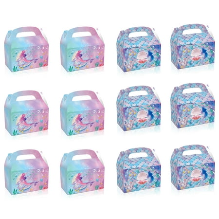 

Sorrowso 12pcs Candy Treat Boxes Gift and Goodie Paper Bags Party Favor Bags for Kids Birthday Baby Shower Under The Sea Themed Party Supplies