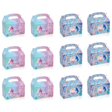 

Sorrowso 12pcs Candy Treat Boxes Gift and Goodie Paper Bags Party Favor Bags for Kids Birthday Baby Shower Under The Sea Themed Party Supplies