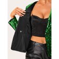 thumbnail image 5 of INSPIRE CHIC Women's Jacket Sequin Sparkle Shawl Collar 1 Button Long Sleeve Party Jackets XS Green, 5 of 5