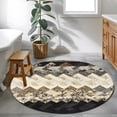thumbnail image 5 of Brown Ethnic Round Rug 3.3ft Washable Circle Entryway Rugs Non Slip Southwest Zigzag Weave Boho Retro Geometric Area Rug Indoor Floor Carpet for Bedroom Kitchen Living Room Office Dining Room Nursery, 5 of 9