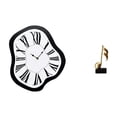thumbnail image 1 of Reloj de pared acrílico con forma de nota musical derretida, escultura creativa, adorno de mesa único y lujoso, ideal para decorar tu hogar., 1 of 8