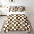 thumbnail image 2 of Homewish Teens Geometric Plaid Grid Bedding Comforter Set 7 Pieces,Abstract Minimalist Buffalo Full Bedding Set Lightweight,Brown Wheat Fitted Sheet Flat Sheet,Breathable Home Decor,Reversible, 2 of 8