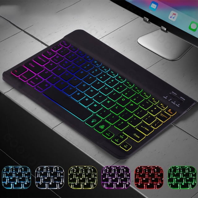 Wireless Keyboard Compatible with Bluetooth Portable Mute Glowing Keyboard Practical Accessories(White)