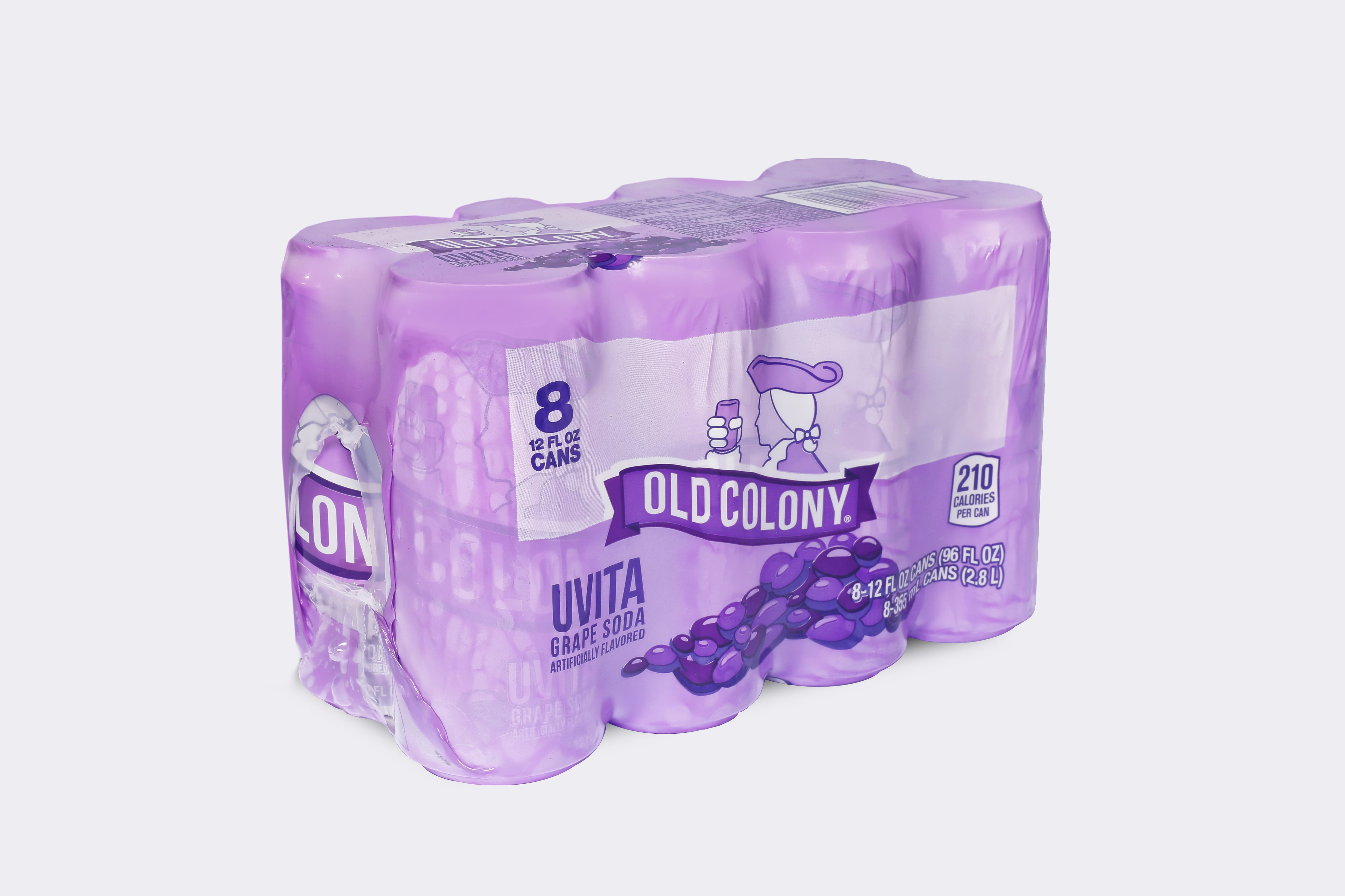 Old Colony Grape, Soda Drink, 8 Pack, 12 fl oz Aluminum Can, Allergens Not Contained