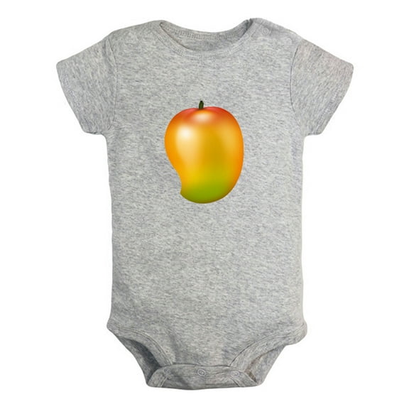 Fruit Mango Image Print Rompers For Babies, Newborn Baby Unisex Bodysuits, Infant Jumpsuits, Toddler 0-24 Months Kids One-Piece Oufits (Gray, 0-6 Months)