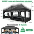 thumbnail image 5 of SANOPY 10' x 20' Pop up Canopy Party Tent with 6 Removable Sidewalls, Wave Eave Outdoor Waterproof Patio Gazebo Tent with Carry Bag, Backyards Camping Picnics, Black, 5 of 14