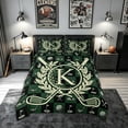 thumbnail image 2 of meiyoeat Golf Letter K Bedding for Men Women, Green Patchwork Buffalo Duvet Cover Full, Black Reversible, 3 Pieces, 1 Duvet Cover and 2 Pillowcases, 2 of 6