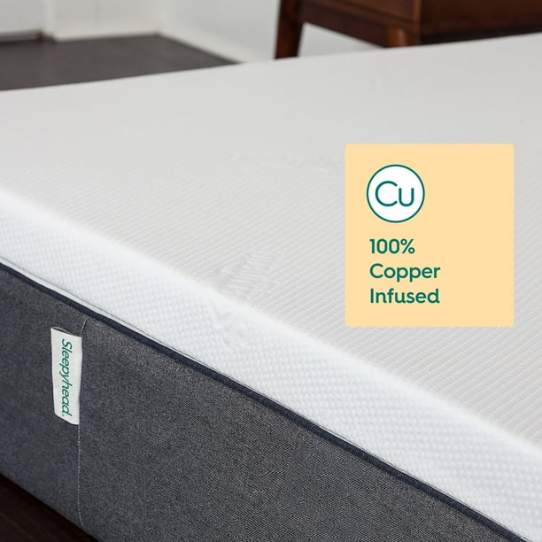Sleepyhead 3 Copper Infused Memory Foam Mattress Topper With Washable Cover 3 Inch Queen Walmart Com Walmart Com