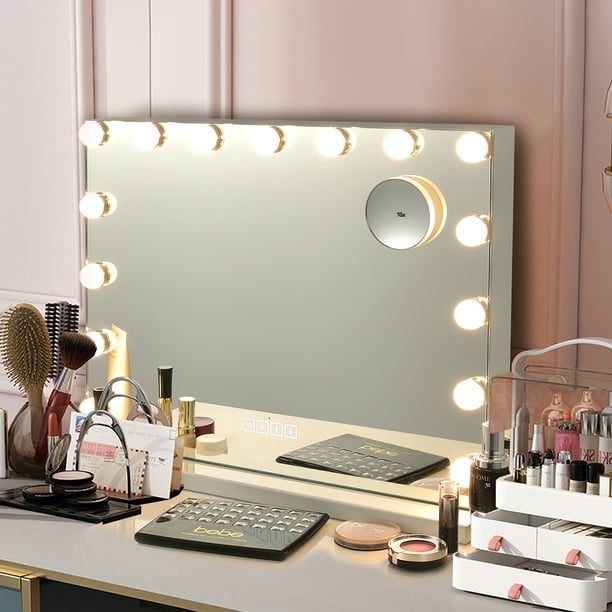 Costway Hollywood Vanity Lighted Mirror, Hollywood Vanity Mirror With Desk