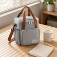 thumbnail image 5 of Insulated Lunch Bag | Reusable Cooler Lunch Bag with Shoulder Strap | Canvas Lunch Bag for Work and Outdoor Use | Lunch Tote Bag for Women and Men, Gray, 5 of 6