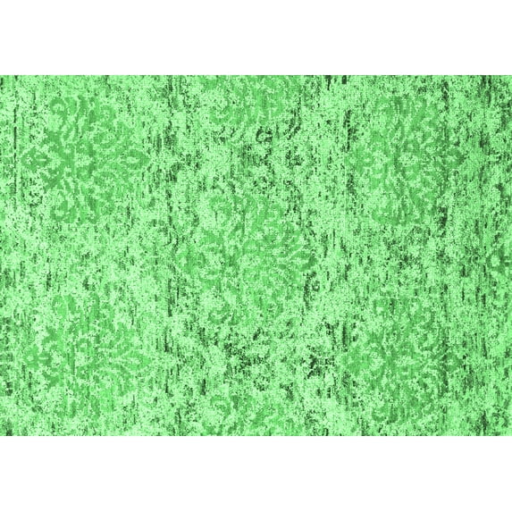 Ahgly Company Indoor Rectangle Abstract Emerald Green Contemporary Area Rugs, 6' x 9'