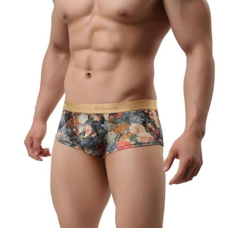 

YWDJ Mens Underwear Briefs Man Penh Print Boxer Underwear Gray L