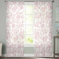 thumbnail image 3 of Pink Flower Semi Sheer Curtains 96 Inch Length 2 Panels Set, Vintage Farmhouse Boho Leaf Spring Solid Sheer Kitchen Curtain Privacy Voile Window Curtain for Living Room Bedroom Rod Pocket Drapes, 3 of 7