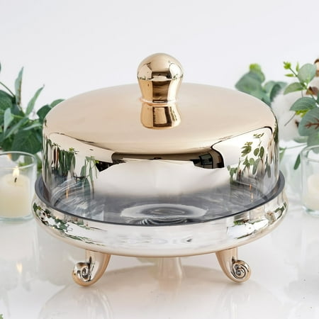 Efavormart Chrome Ombre Glass Cake Stand with Glass Dome Efavormart Chrome Ombre Glass Cake Stand with Glass Dome