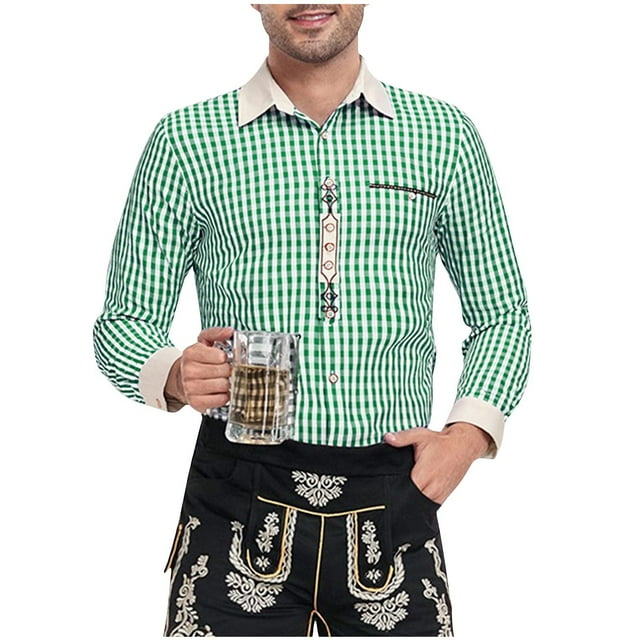 Blusa y camisa de manga larga con cuello vuelto para hombre, blusa informal de moda con botones y retazos, blusa de manga larga con cuello vuelto, blusa de poliéster para hombre