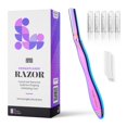 thumbnail image 1 of Jungle Culture Dermaplane Razor - Exfoliación y depilación de precisión para dar forma a las cejas para una piel suave y radiante - Maquinilla de afeitar facial Dermaplaning con 5 cuchillas reemplazab, 1 of 5