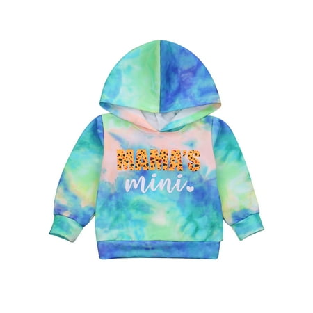 

One opening Girls tie-dye hooded pullover classic long-sleeved letter print casual hoodie