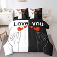 thumbnail image 1 of 7 Pieces King Size Valentine's Day Comforter Set,King Side Queen Side Bedding Set for Boys Girls,Love Heart Couple Lover Romantic (Comforter+Fitted+Flat Sheet+2 Pillowcases+2 Throw Pillow Covers), 1 of 5