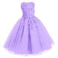 thumbnail image 2 of IBTOM CASTLE Flowers Girls Tulle Lace Dress for Kids Wedding Bridesmaid Pageant Birthday Party Communion Formal Princess Prom Maxi Gown 11-12 Years Light Purple, 2 of 8