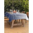 thumbnail image 2 of Outdoor Tablecloth with Umbrella Hole and Zipper, Blue Geometric Rectangle Table Cloth 54x80 Inch Waterproof Tablecloth, Modern White Stripe Abstract Distortion Art Picnic Table Cover for Patio, 2 of 7