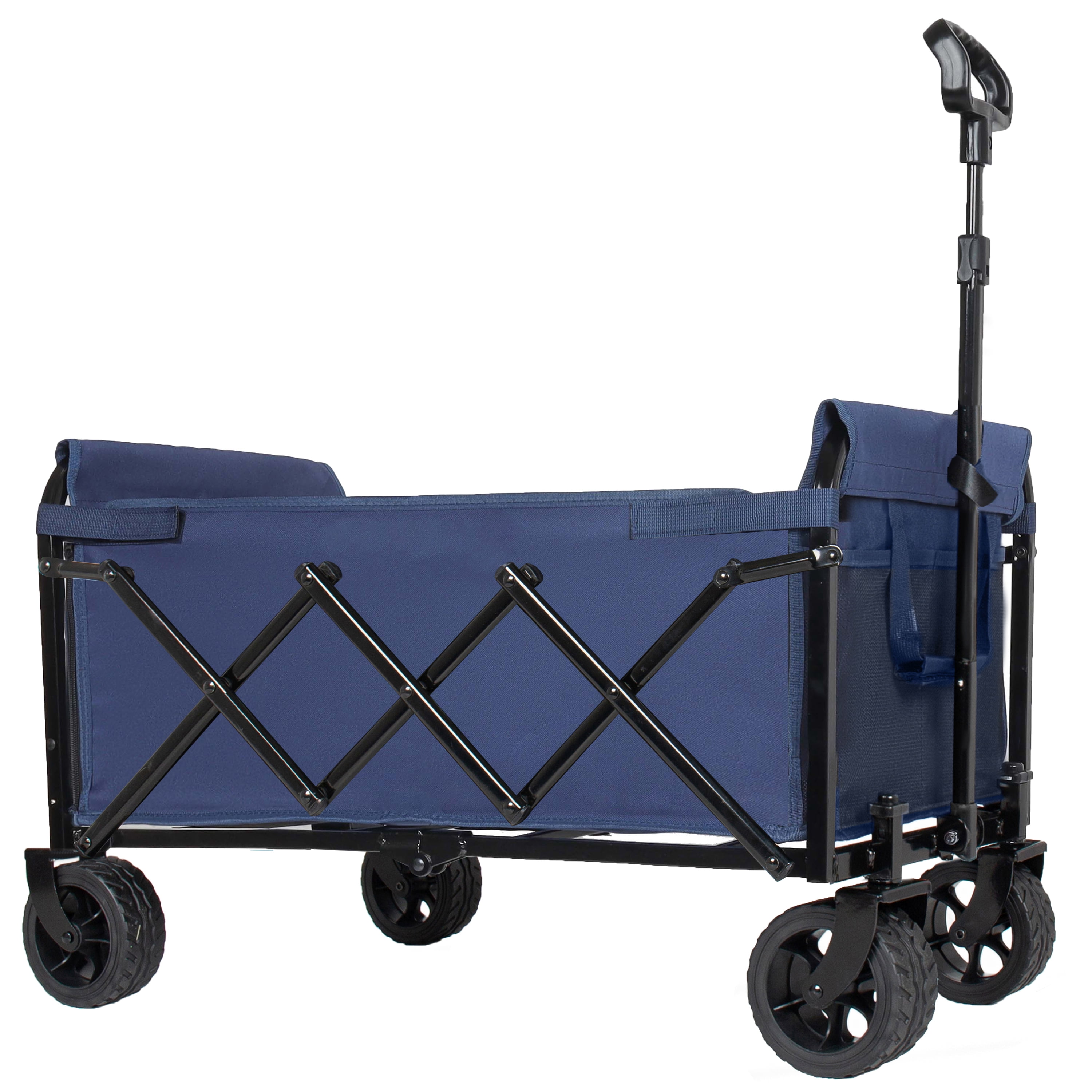Upgraded 52Inch Wide Wheels Expandable DualLayer Utility Wagon 100Percent Extra Space 220lbs Capacity Grocery Cart Camping Shopping Sports Gardening Fishing Dark Blue
