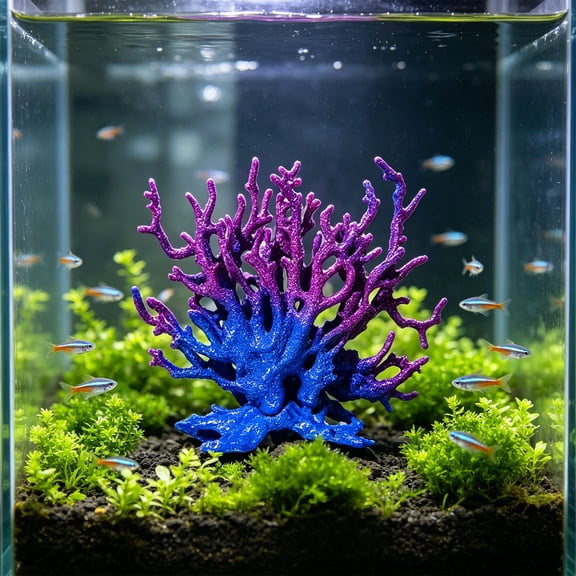 Aquarium Coral Reef Decor Plastic Artificial Coral Ornament for Fish Tank Freshwater Saltwater Aquascape Hideout 5.9 in