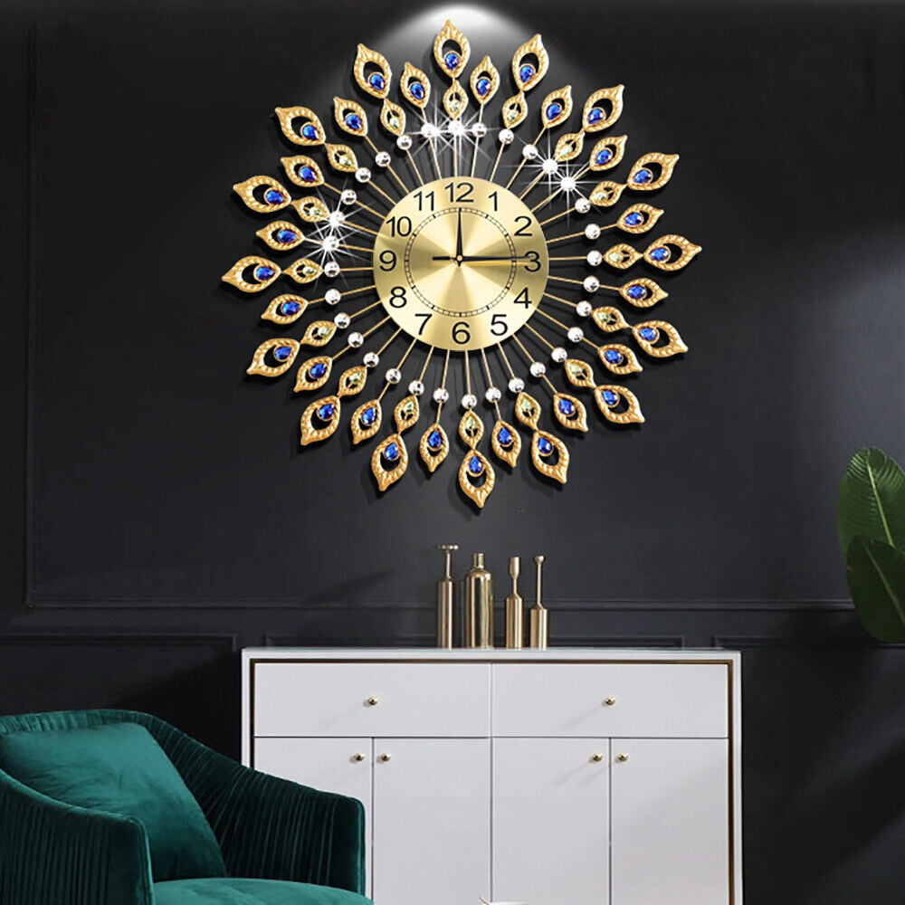 3D Modern Large Wall Clock Luxury Peacock Wall Watch 67CM Living Room Home Decor