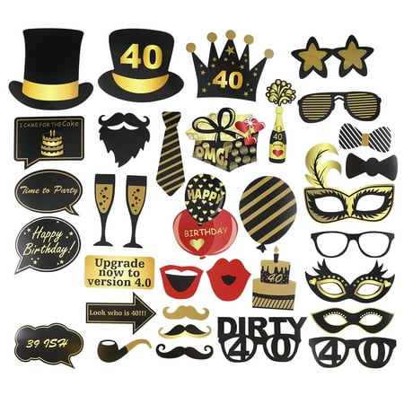 

35pcs Birthday Photo Prop Set Creative Decor Prop Set for Party Festival Birthday (40 Years Old Pattern)