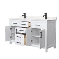 thumbnail image 3 of Wyndham Collection Beckett 60" Wood Double Bathroom Vanity in White/Black, 3 of 6